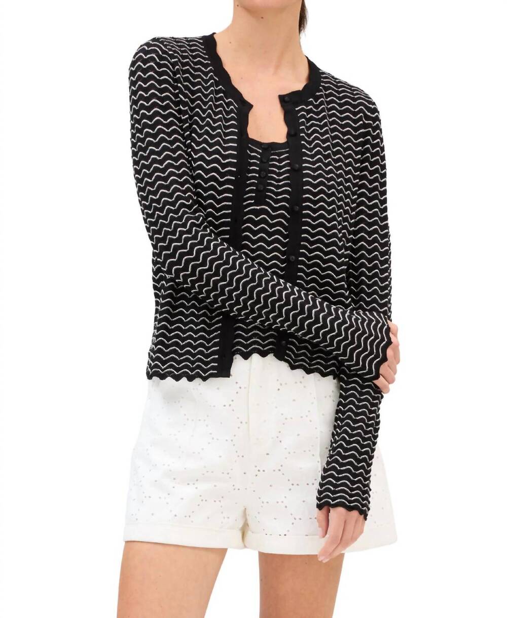 NEW ALLISON NEW YORK marita cardigan in black/ivory